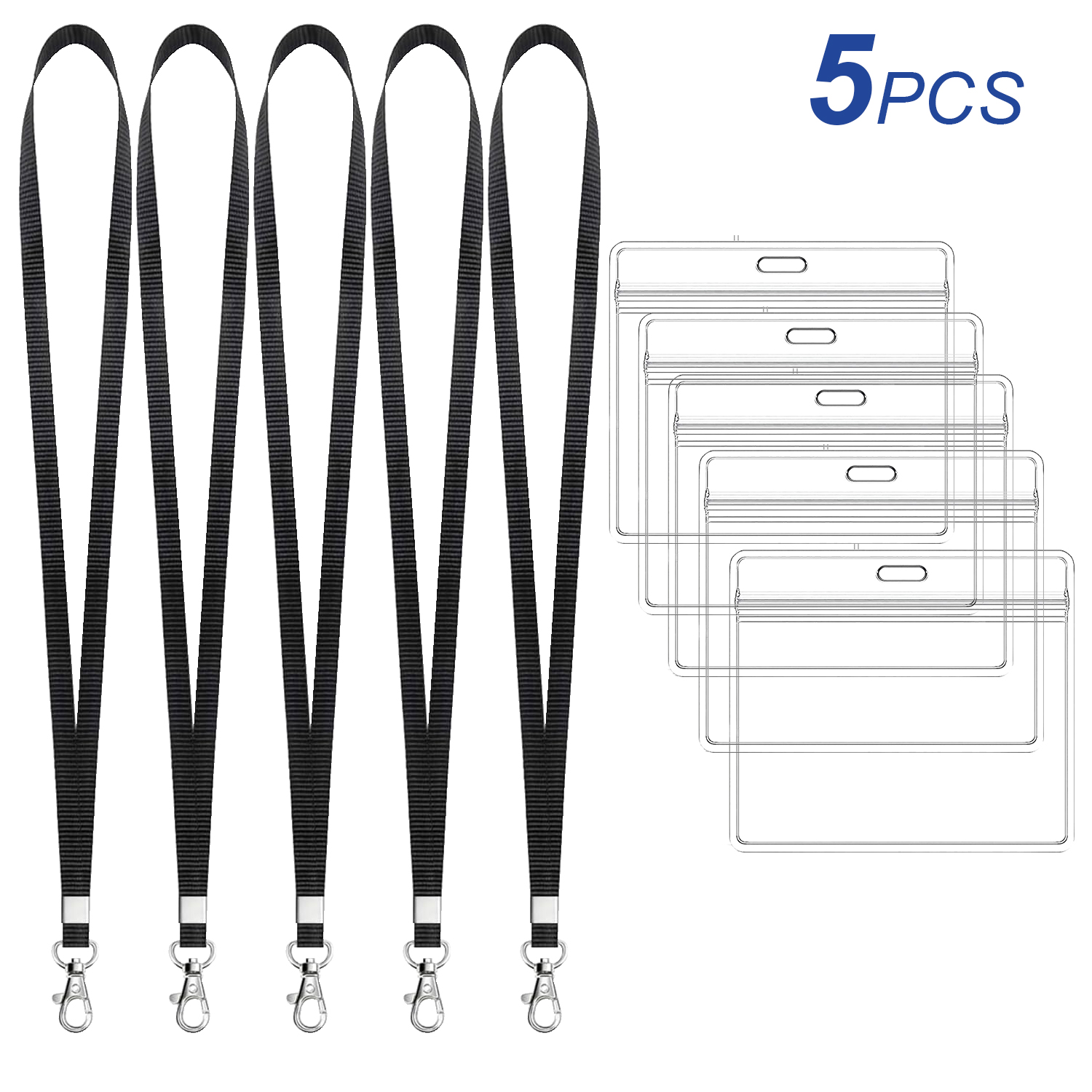 Lanyard & ID Badge Holder Set (5 Pack)